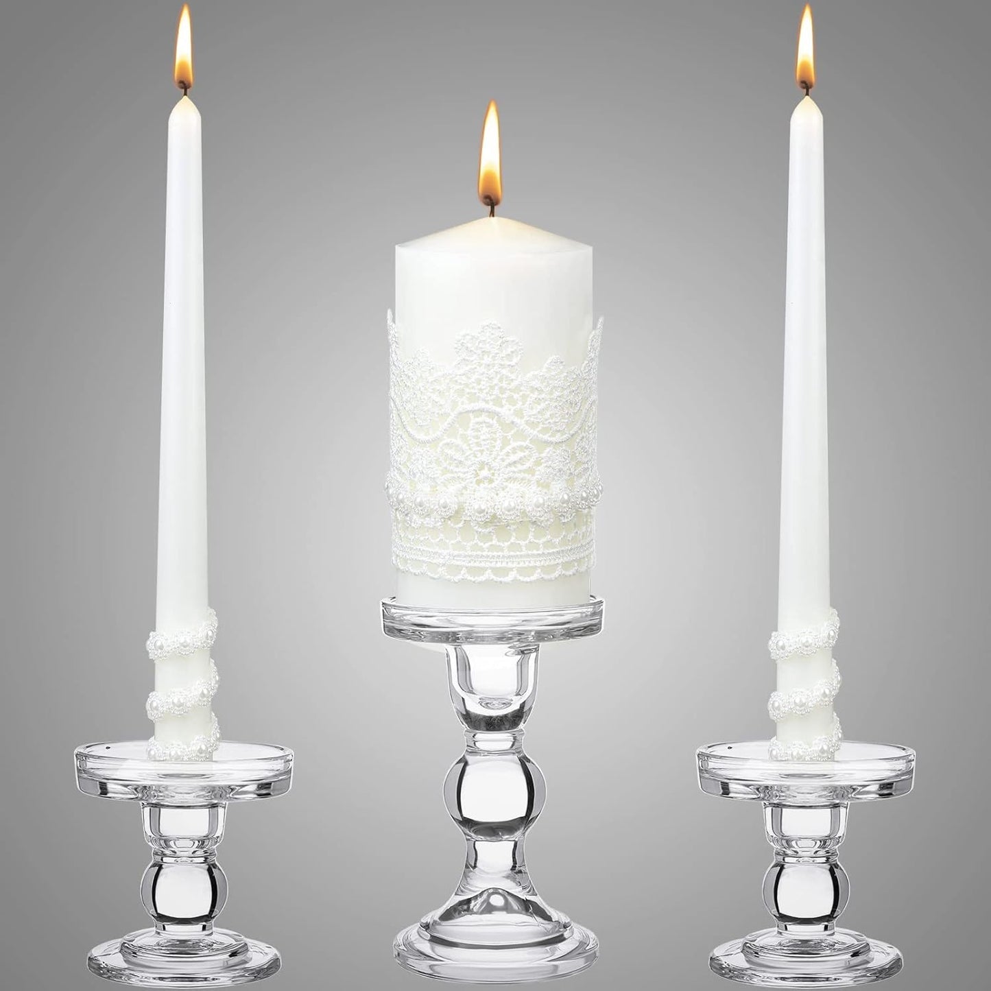 Unity Candles with Holder for Wedding Ceremony and Decor