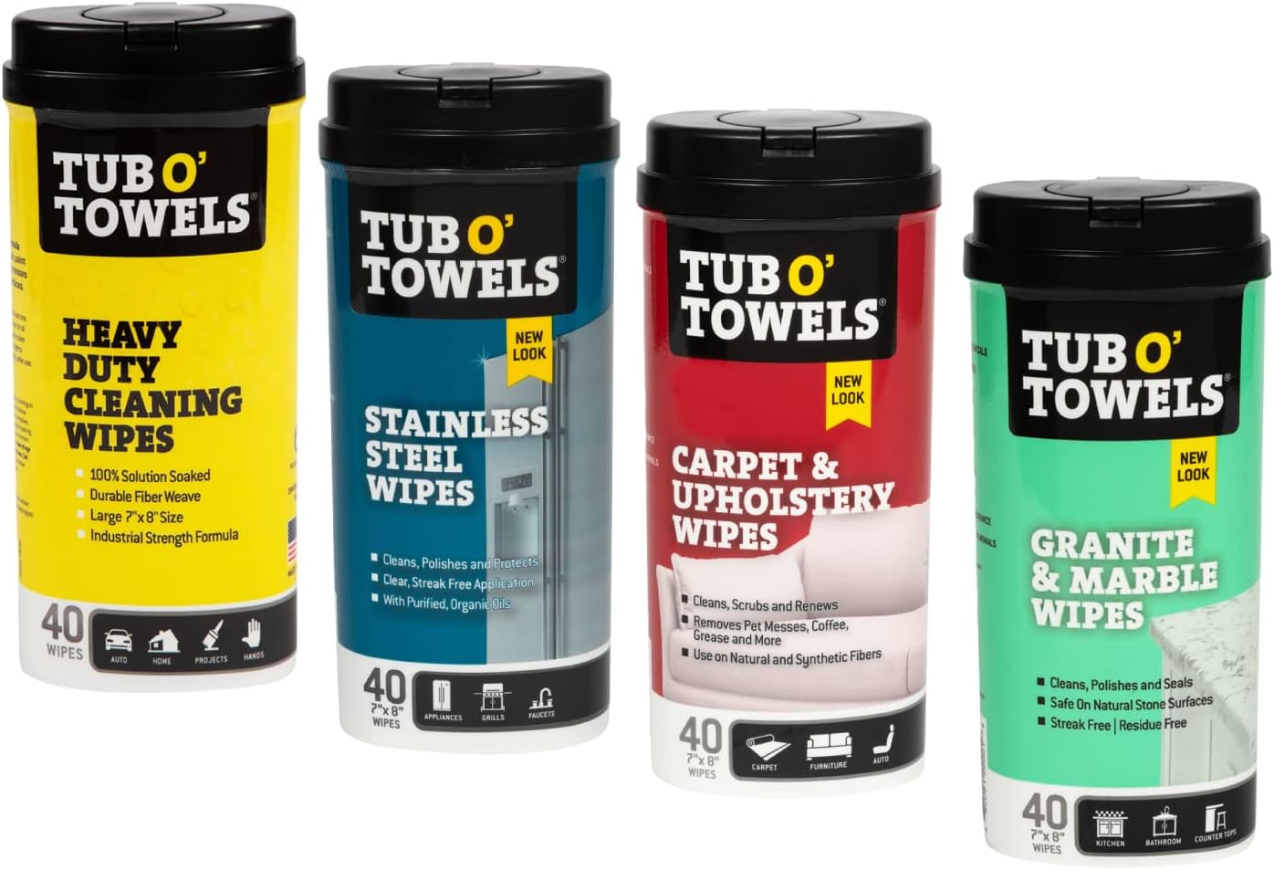 Tub O' Towels Household Cleaning Wipes Variety Pack for All Needs