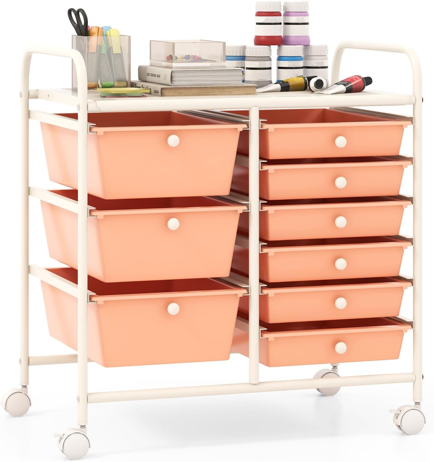 Giantex 9 Drawers Rolling Cart for Classroom and Home Storage