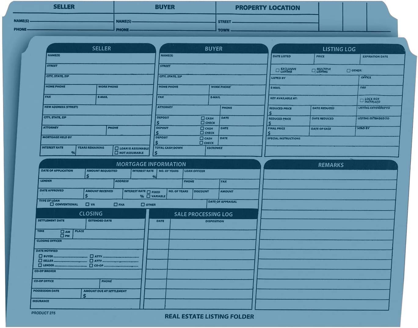 Real Estate Listing Folder - Right Panel Document Holder 25-Pack