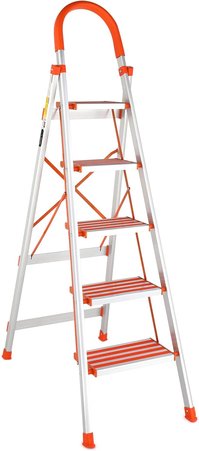 LUISLADDERS 5 Step Lightweight Folding Step Ladder for Home Use