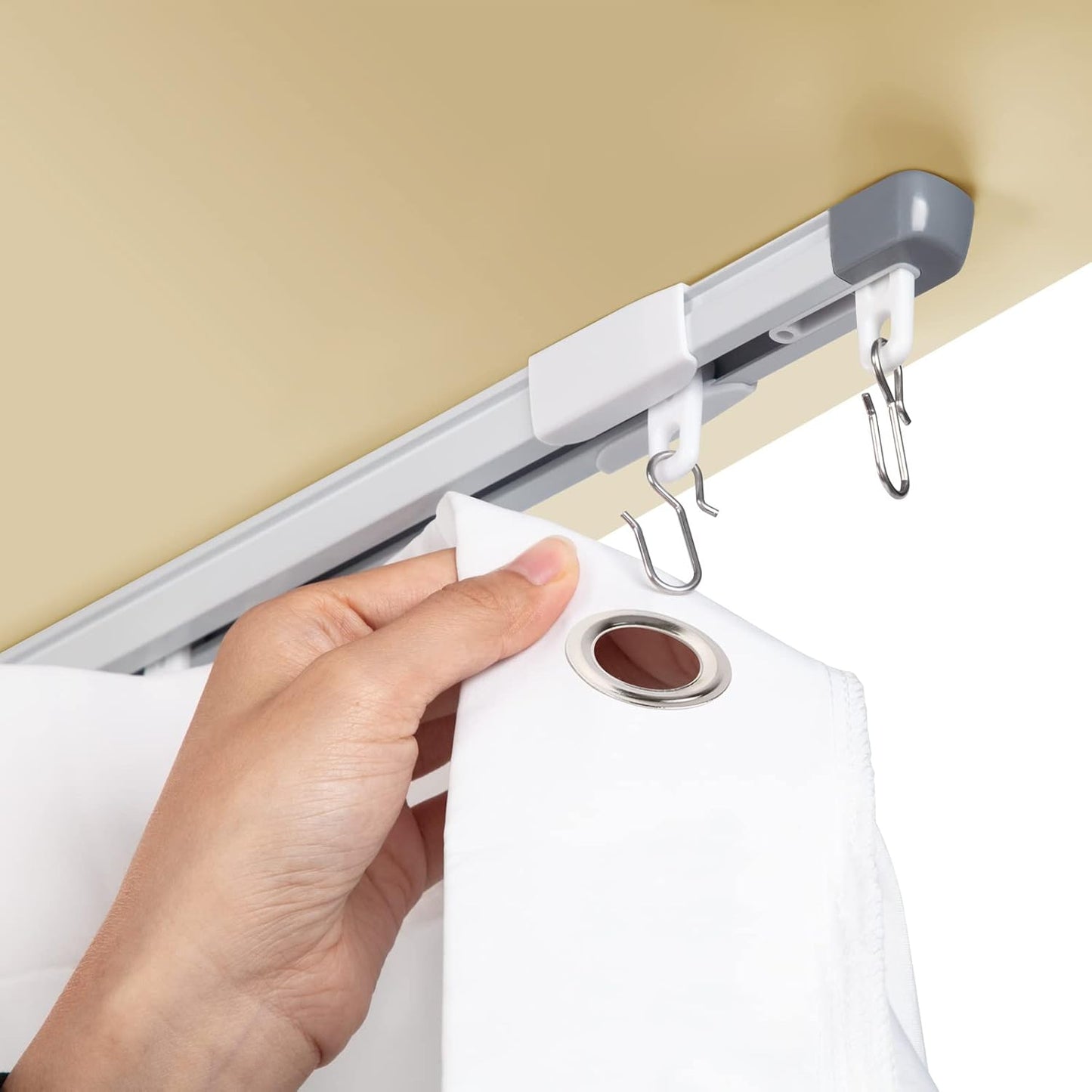 ACMEART Retractable Ceiling Curtain Track - Silent Rollers, Hooks - 2.8-5.2ft