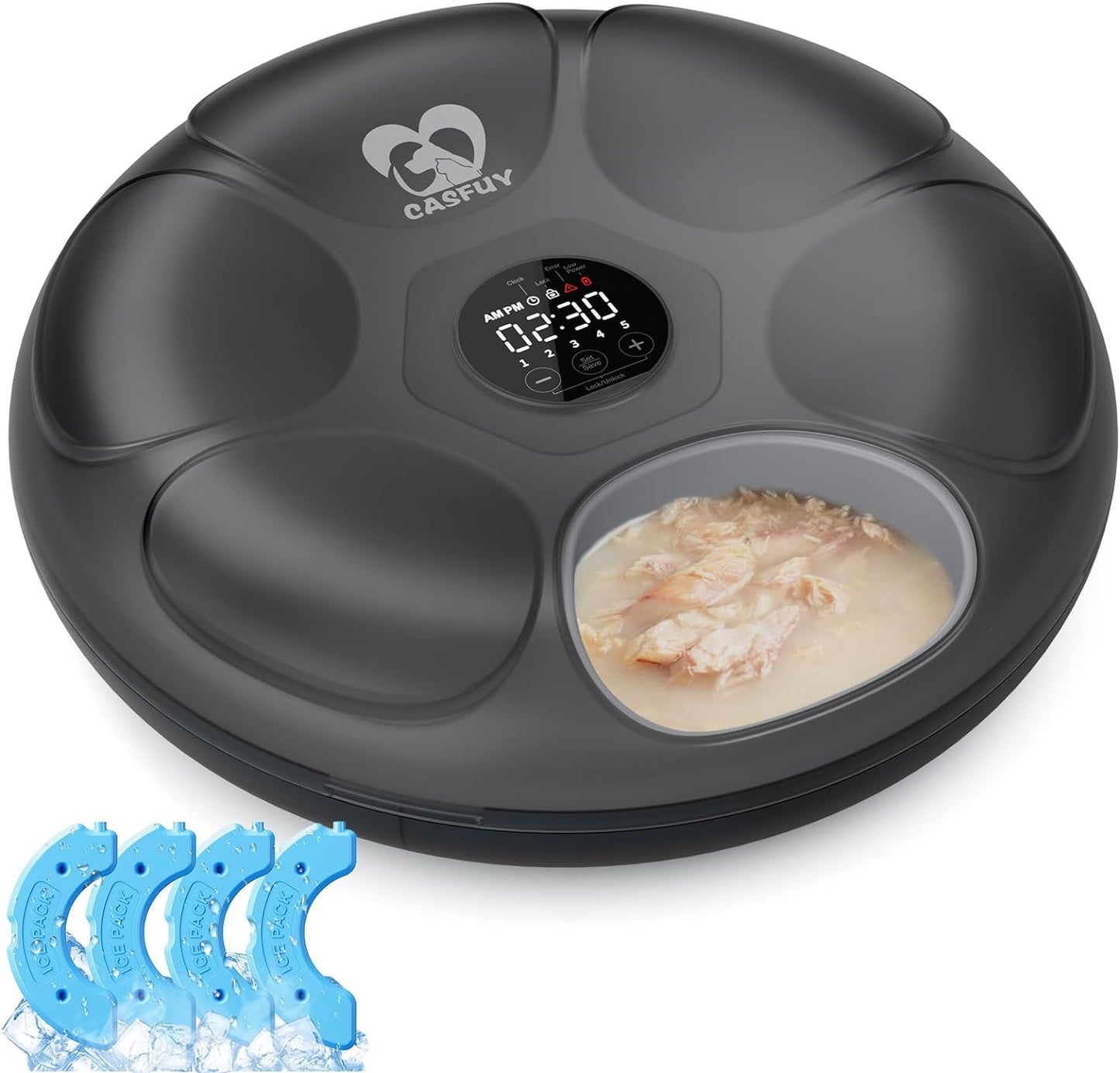 Casfuy Automatic Cat Feeder for Wet Food with Ice Packs