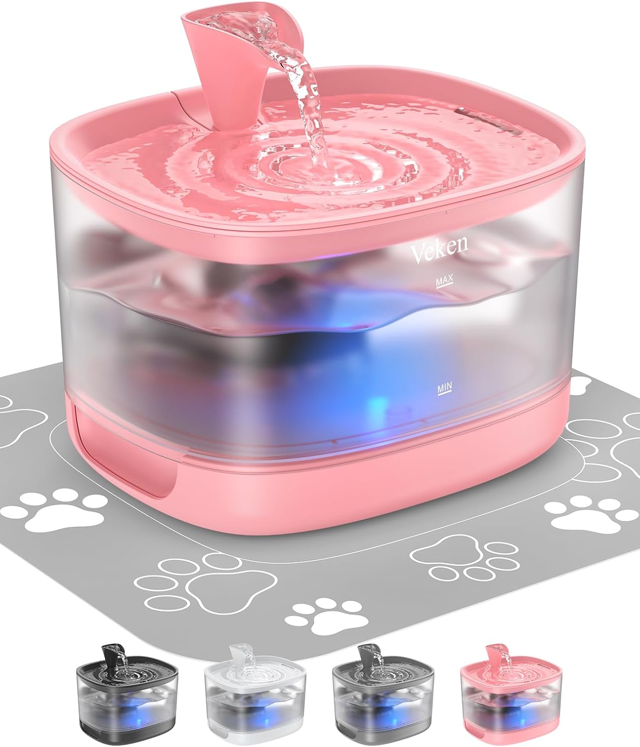 Veken Cat Water Fountain with Detachable Tank for Pets