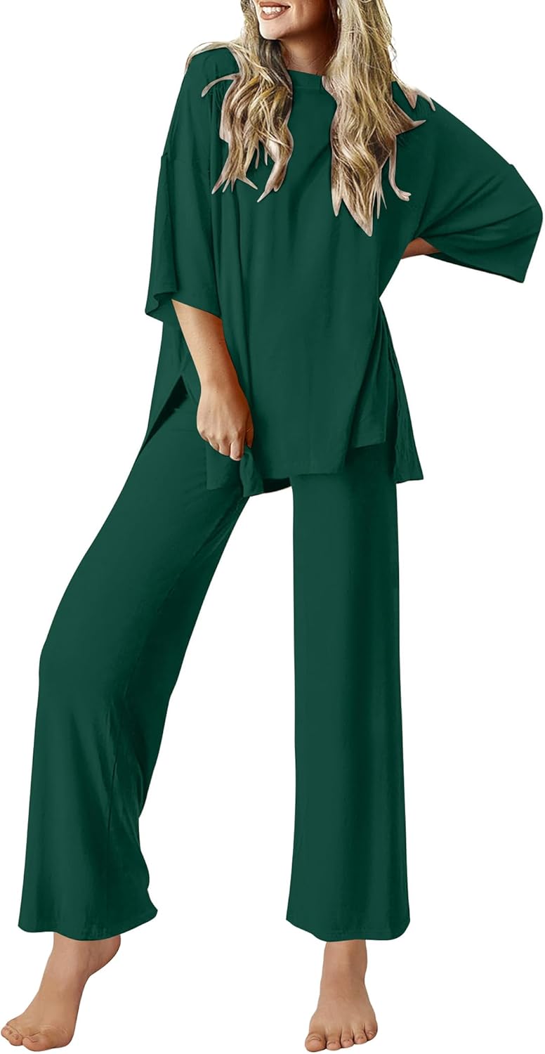 Ekouaer Lounge Sets for Women Soft Comfy Pajamas 2 Piece Set