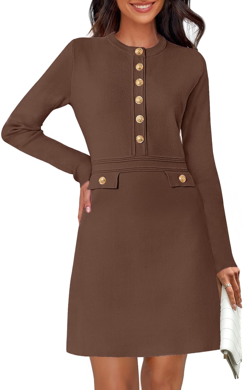 Elegant Women's Mini Sweater Dress for Fall and Winter Wear