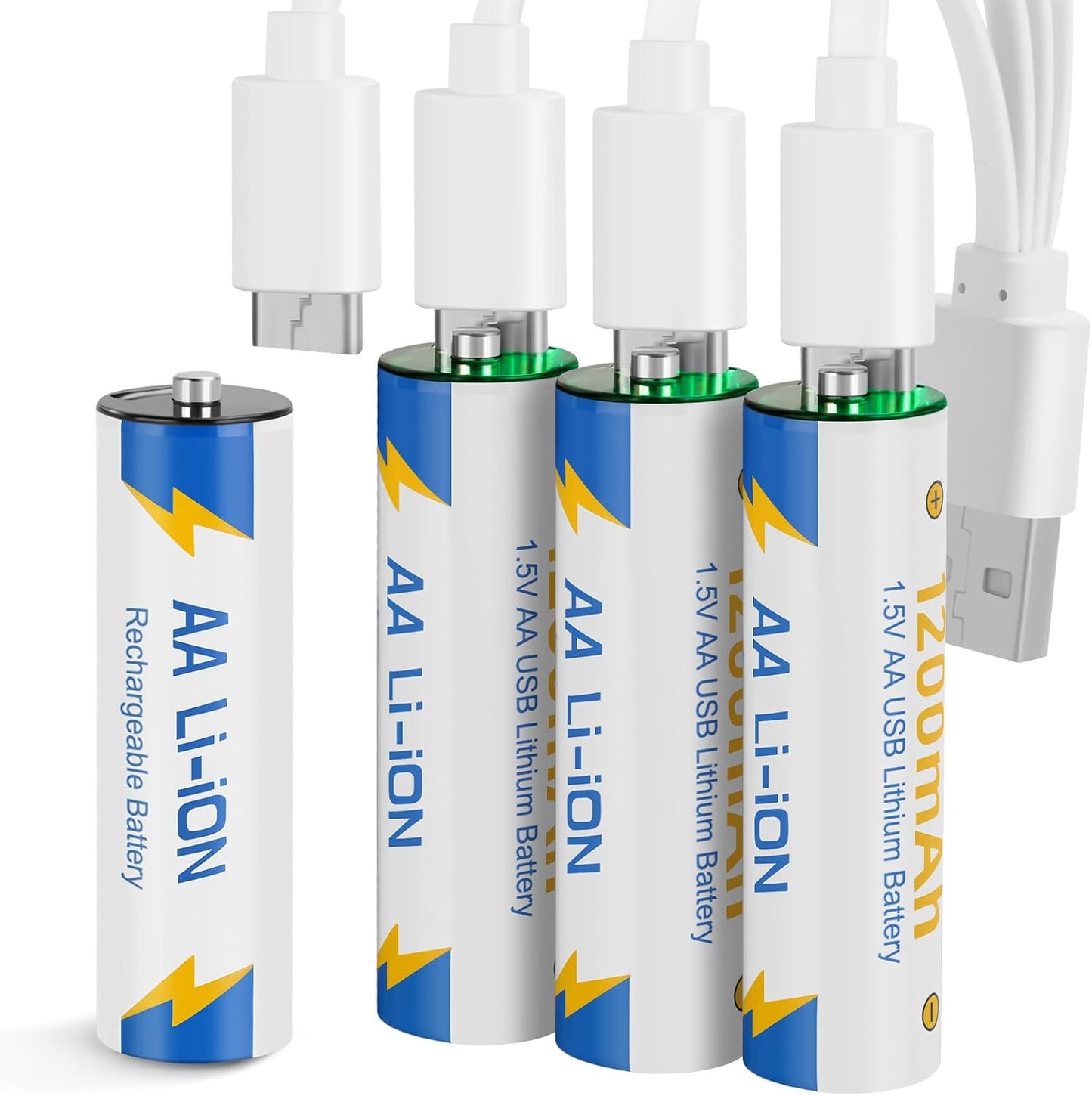 Long-Lasting Rechargeable AA Lithium Batteries Set