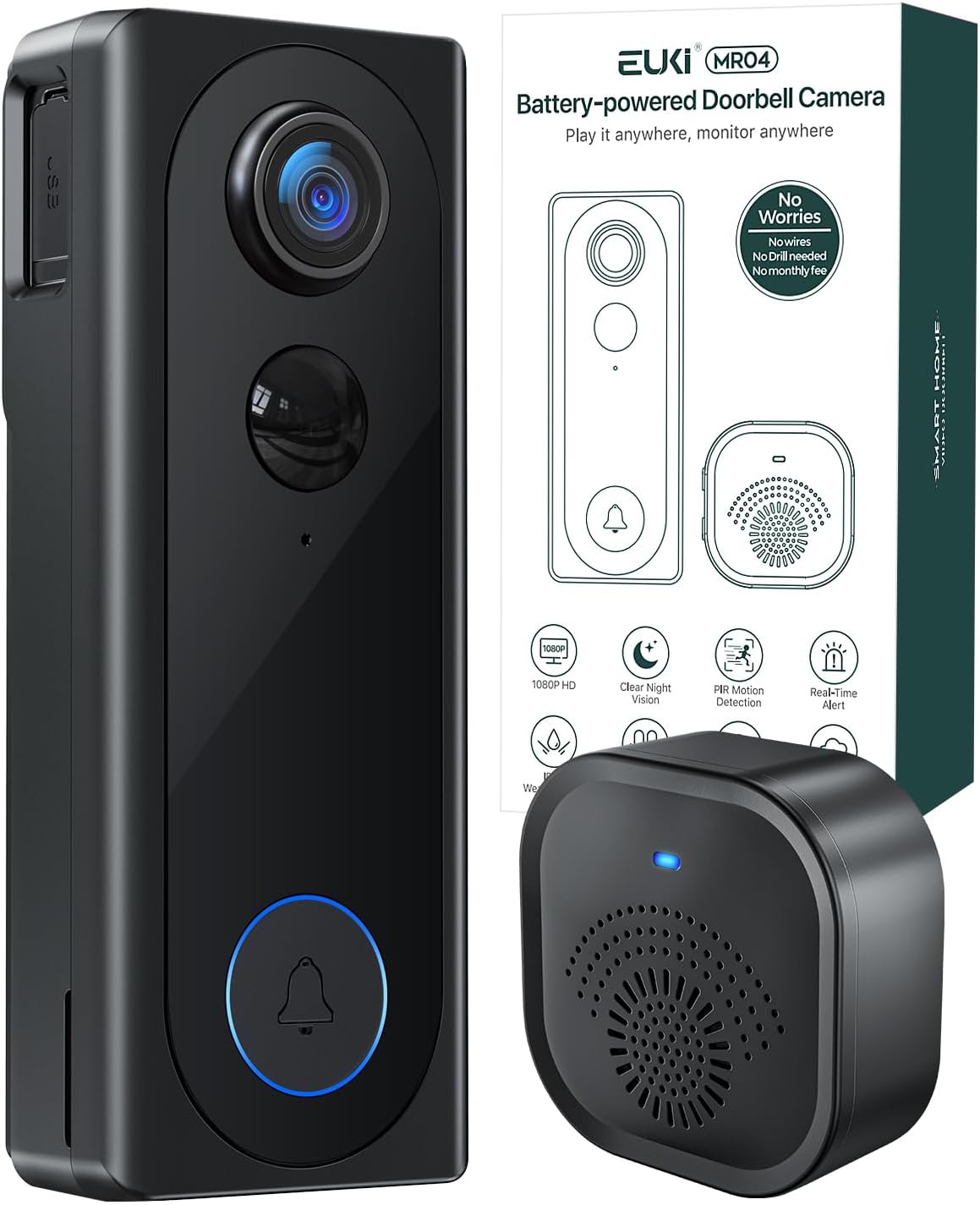 Wireless Video Doorbell: No Subscription, Voice Changer, Motion Detection