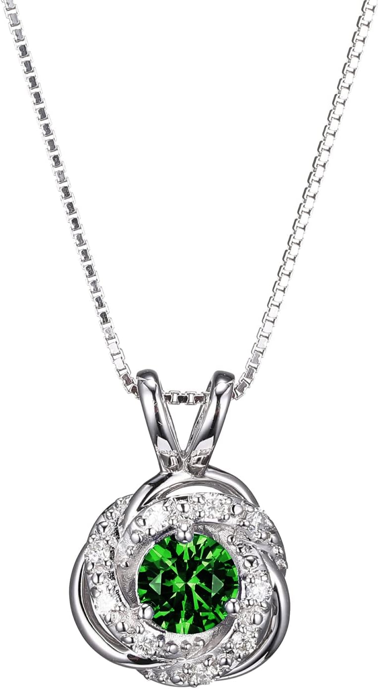 Lab Grown Diamond Love Knot Pendant Necklace in Sterling Silver