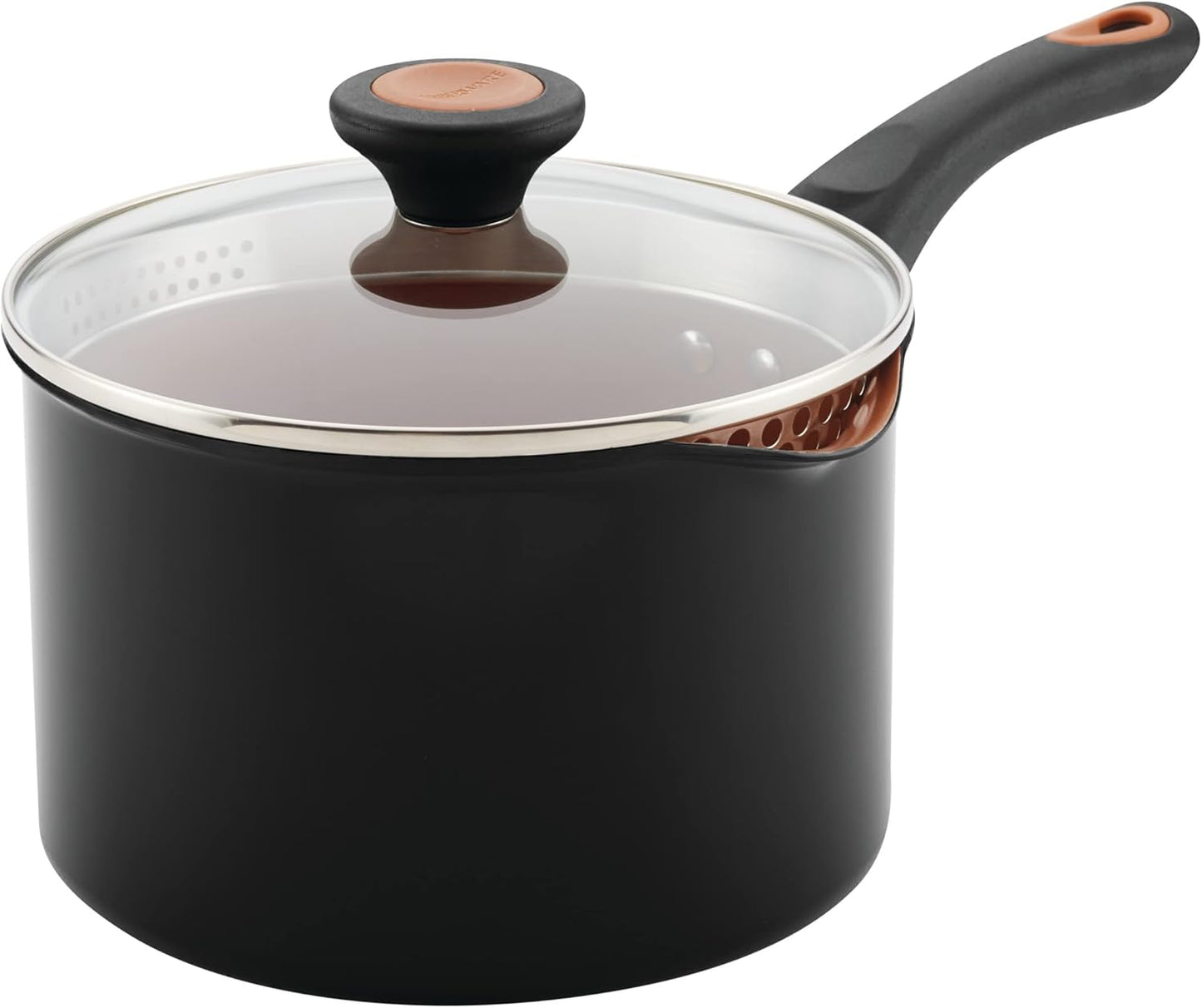 Farberware Glide Nonstick Sauce Pan with Straining Lid, 3 Quart