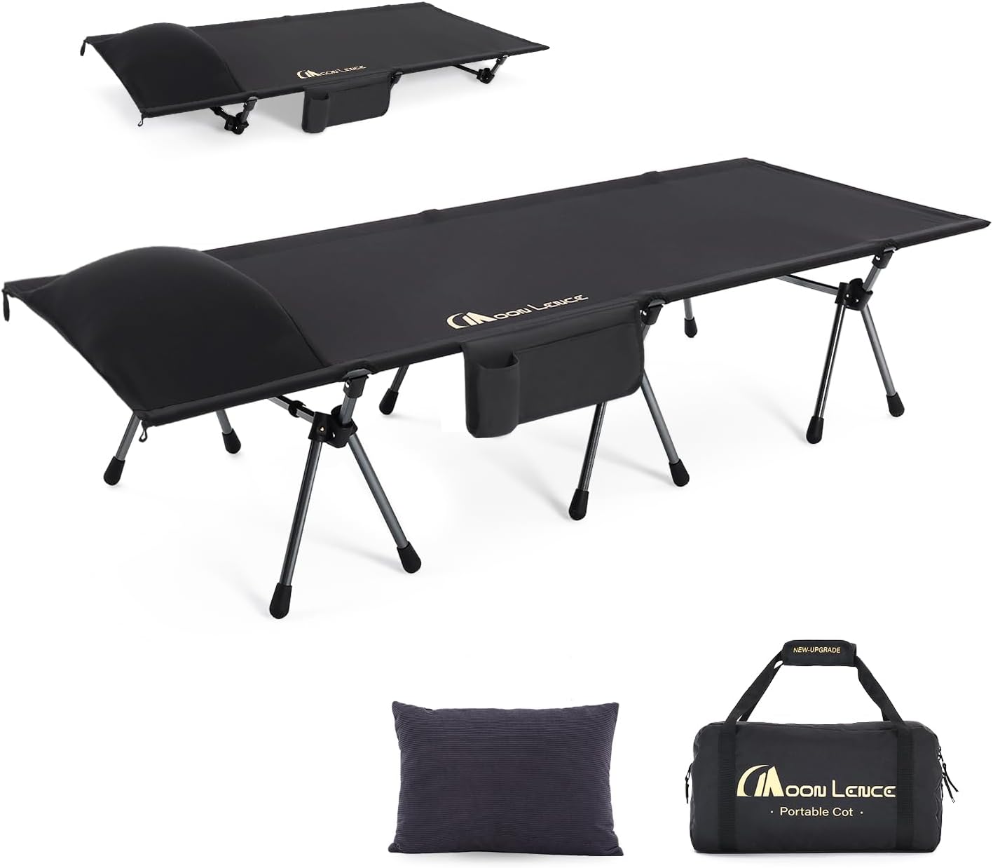 MOON LENCE Height Adjustable Camping Cot for Comfortable Sleep
