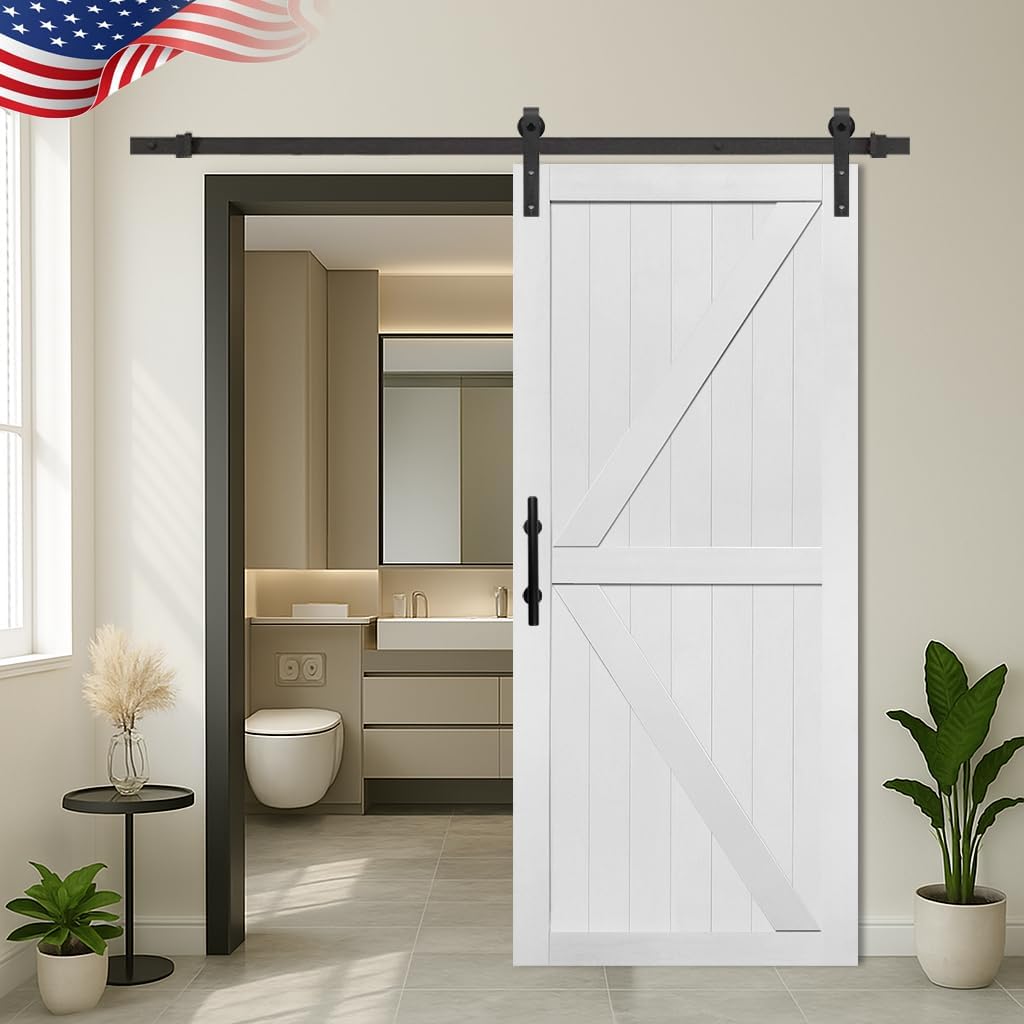 36in x 84in MDF Barn Door with Sliding Hardware Kit for Home