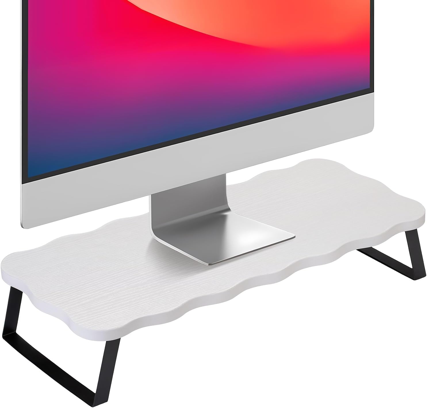 ZORVIDSON Wood & Steel Monitor Stand Riser – 15.75x9.45x3.94 Inch, Desk Organizer With Storage