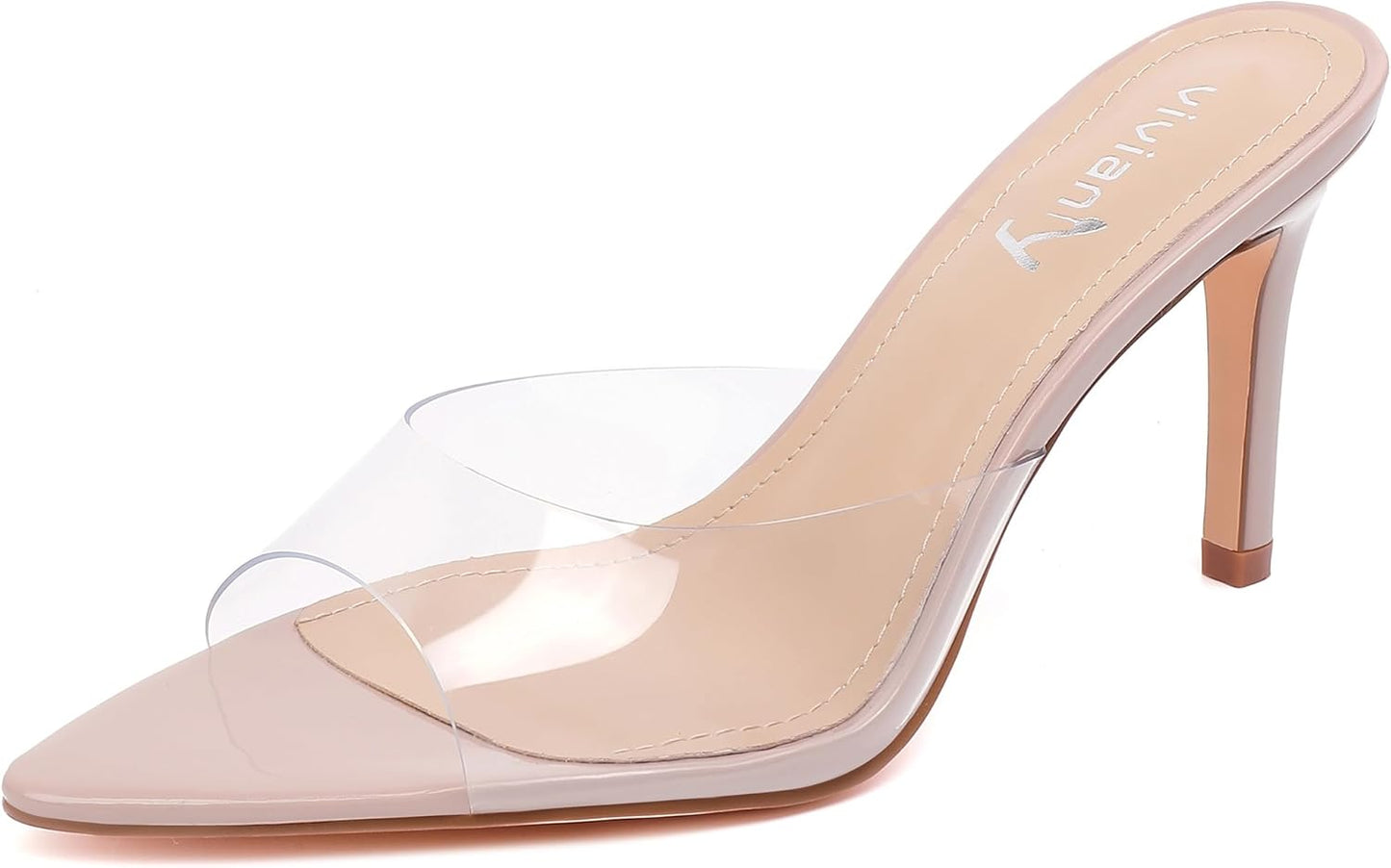 Vivianly Clear Pointed Toe Heels Sandals for Fashionable Women