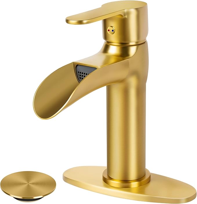 SOKA Gold Bathroom Faucet Waterfall Design for Modern Sinks