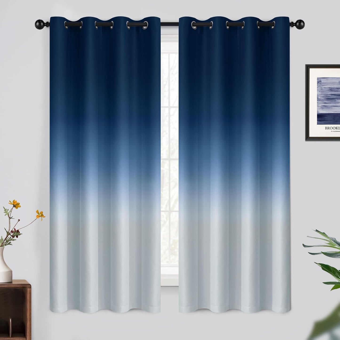 Yakamok Light Blocking Gradient Color Curtains for Room Darkening
