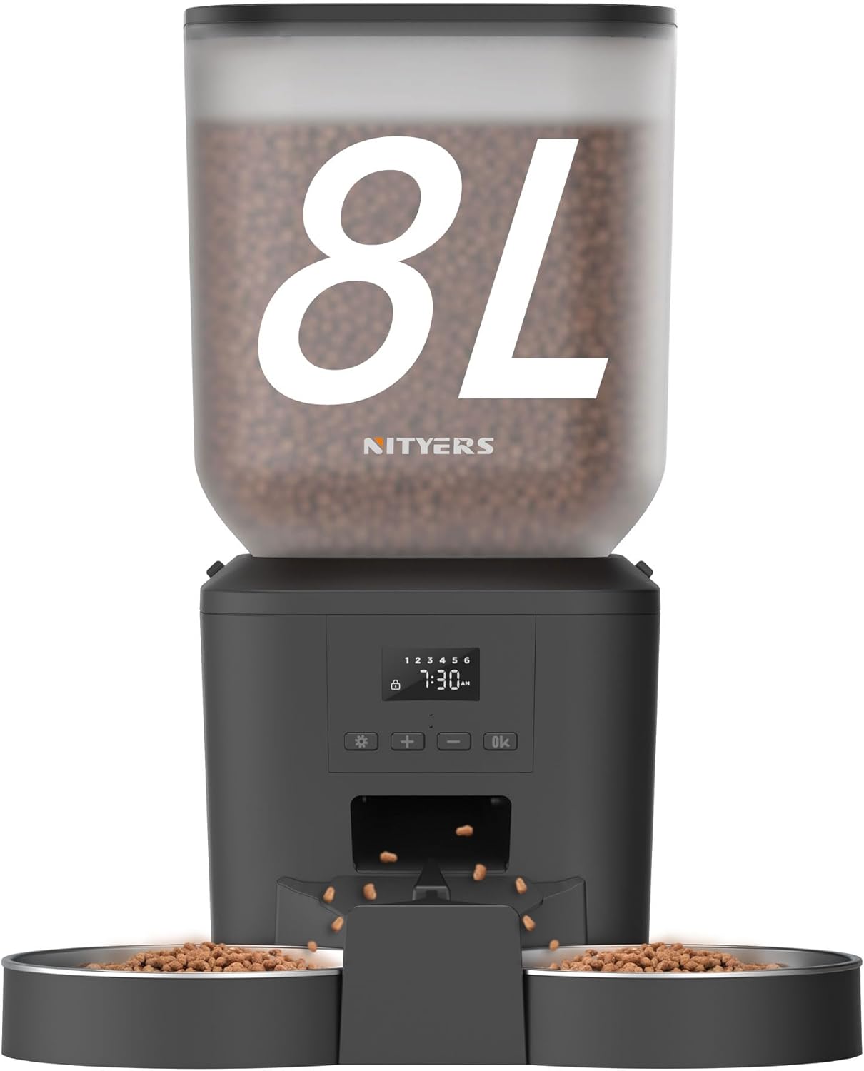 Automatic Cat Feeder for 2 Cats with 8L Capacity and LCD Screen