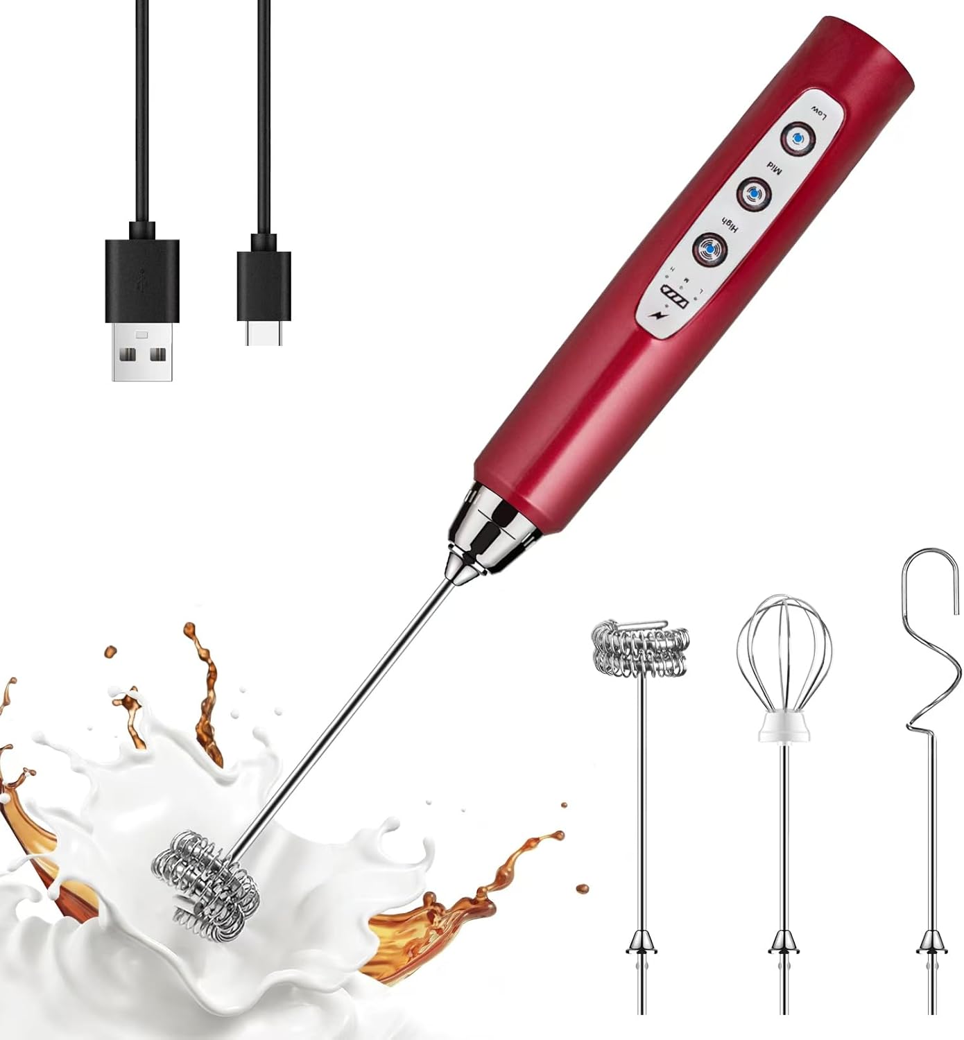 3-Speed USB Rechargeable Milk Frother - YUSWKO
