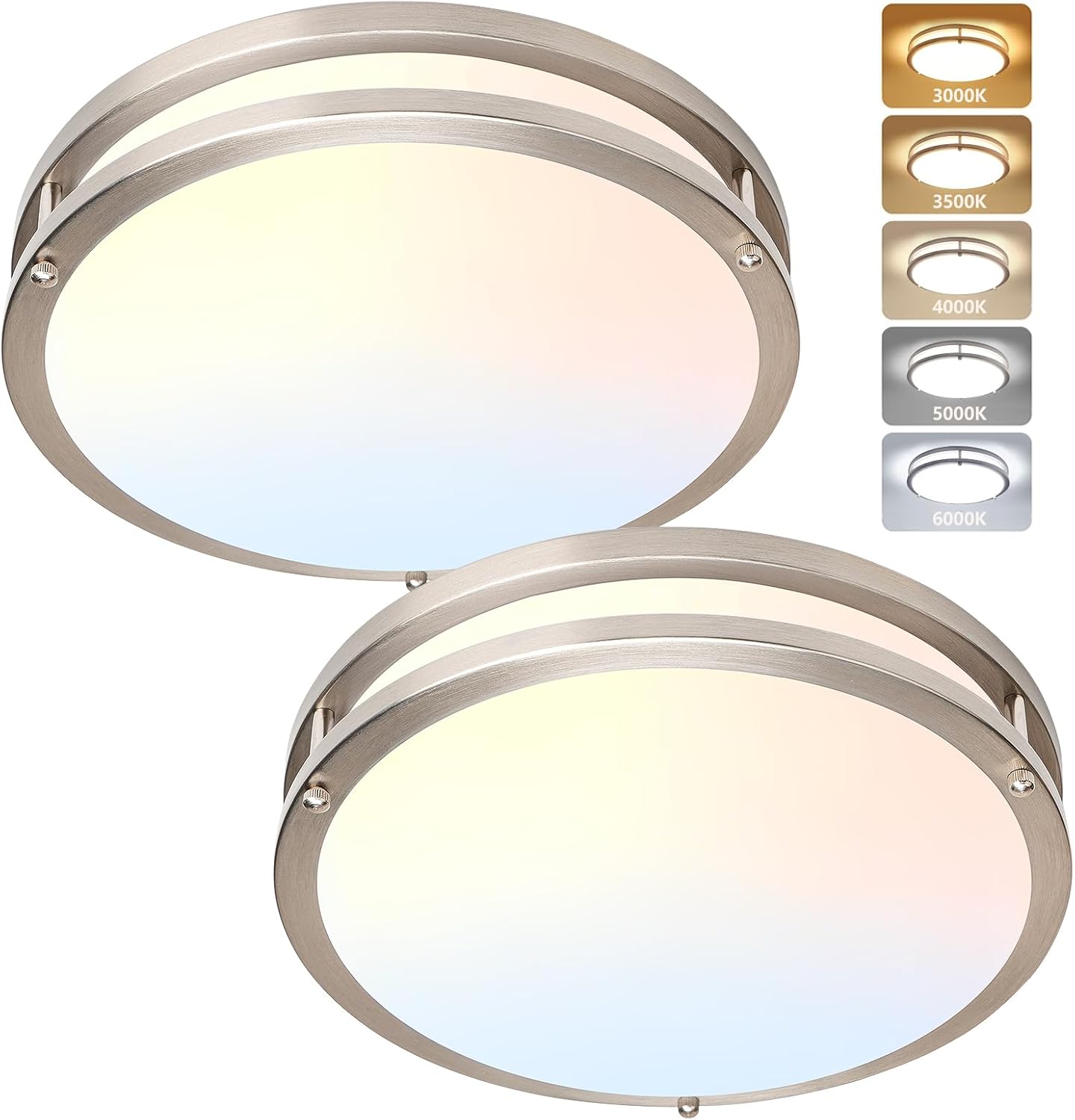 14 Inch Flush Mount Ceiling Light - Dimmable LED Fixture 2 Pack