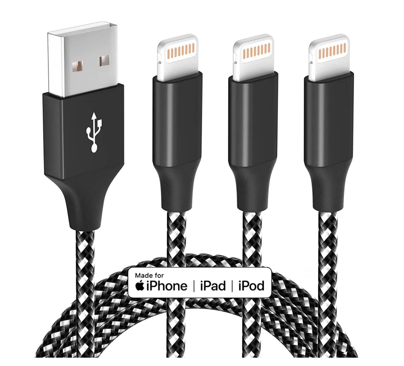 Fast Charge Trio: iPhone Charger 3-Pack 10FT Lightning Cable