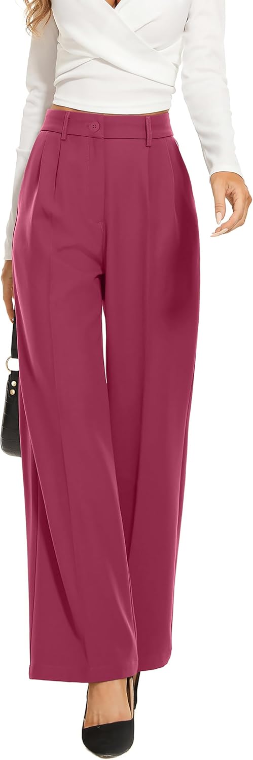 FUNYYZO Wide Leg Pants for Women - High Elastic Waist Trousers