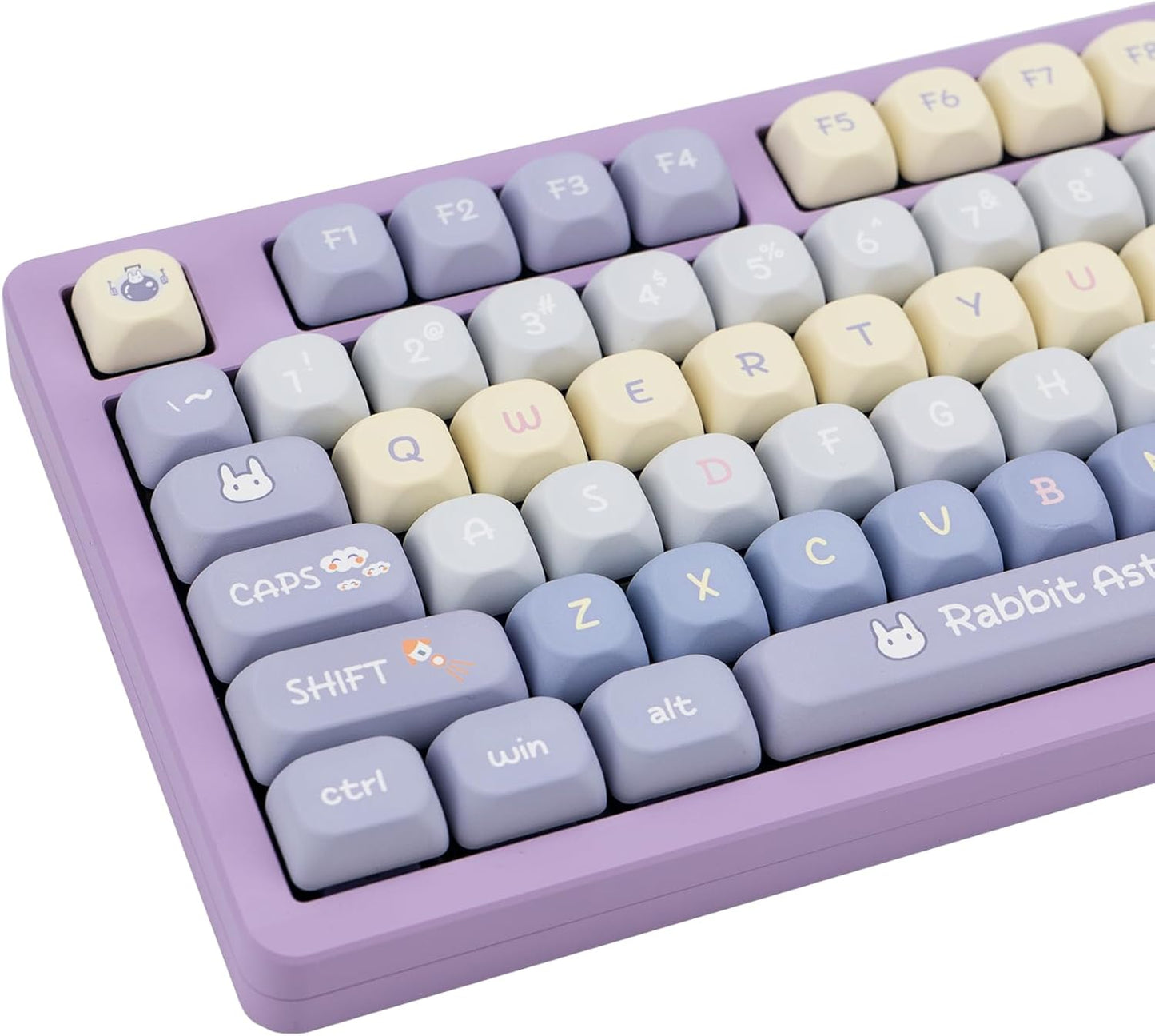 Purple PBT Keycaps Set for Mechanical Keyboards - Cute Bunny Design