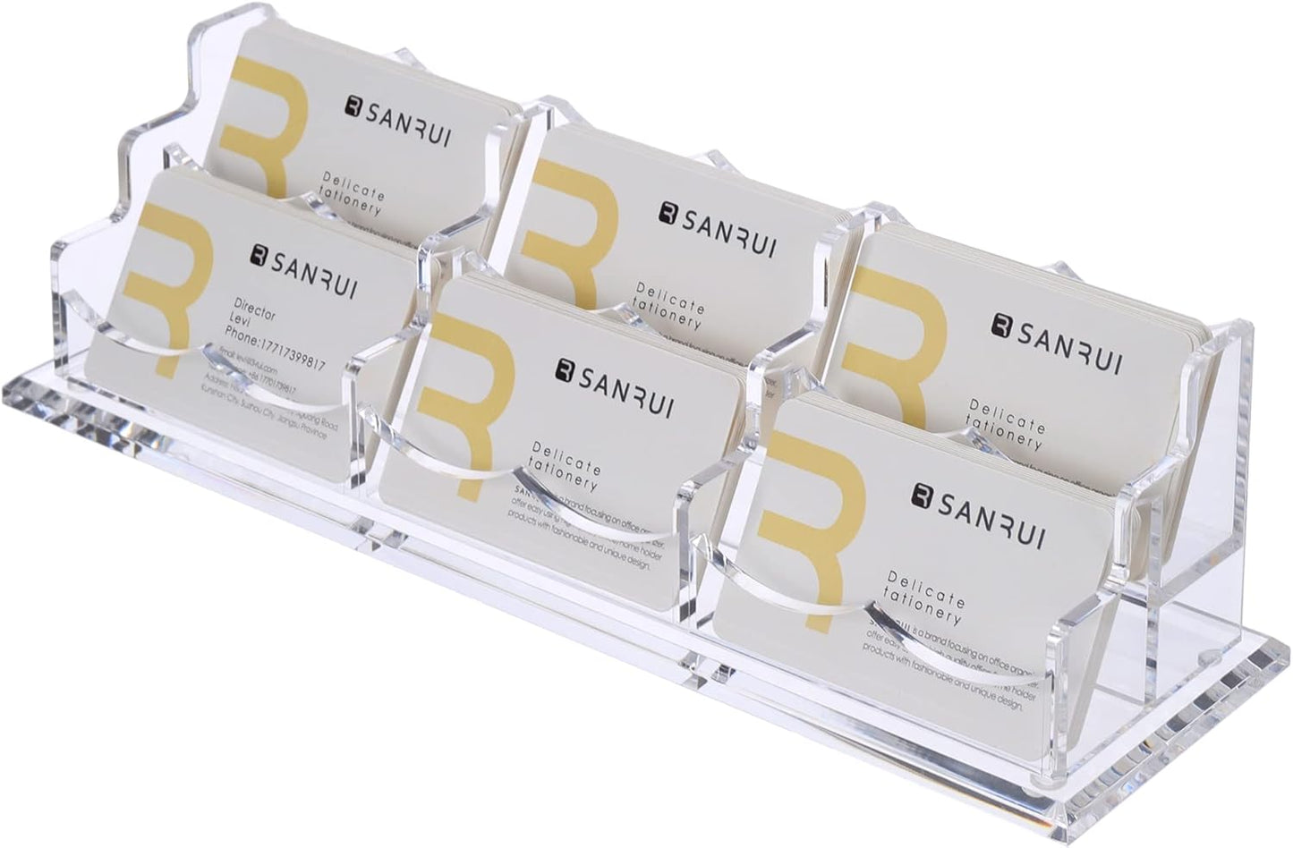 SANRUI Clear Acrylic Business Card Holder - Organize 360 Cards