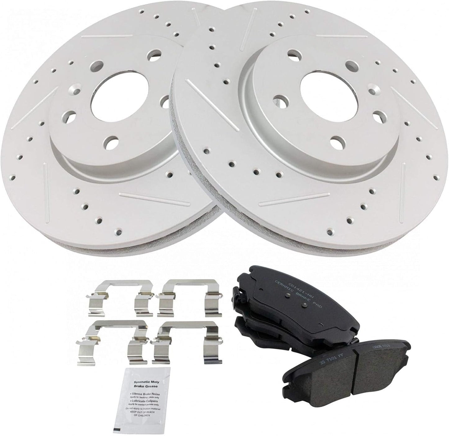 Premium G-Coated Slotted X Drilled Brake Pad & Rotor Kit