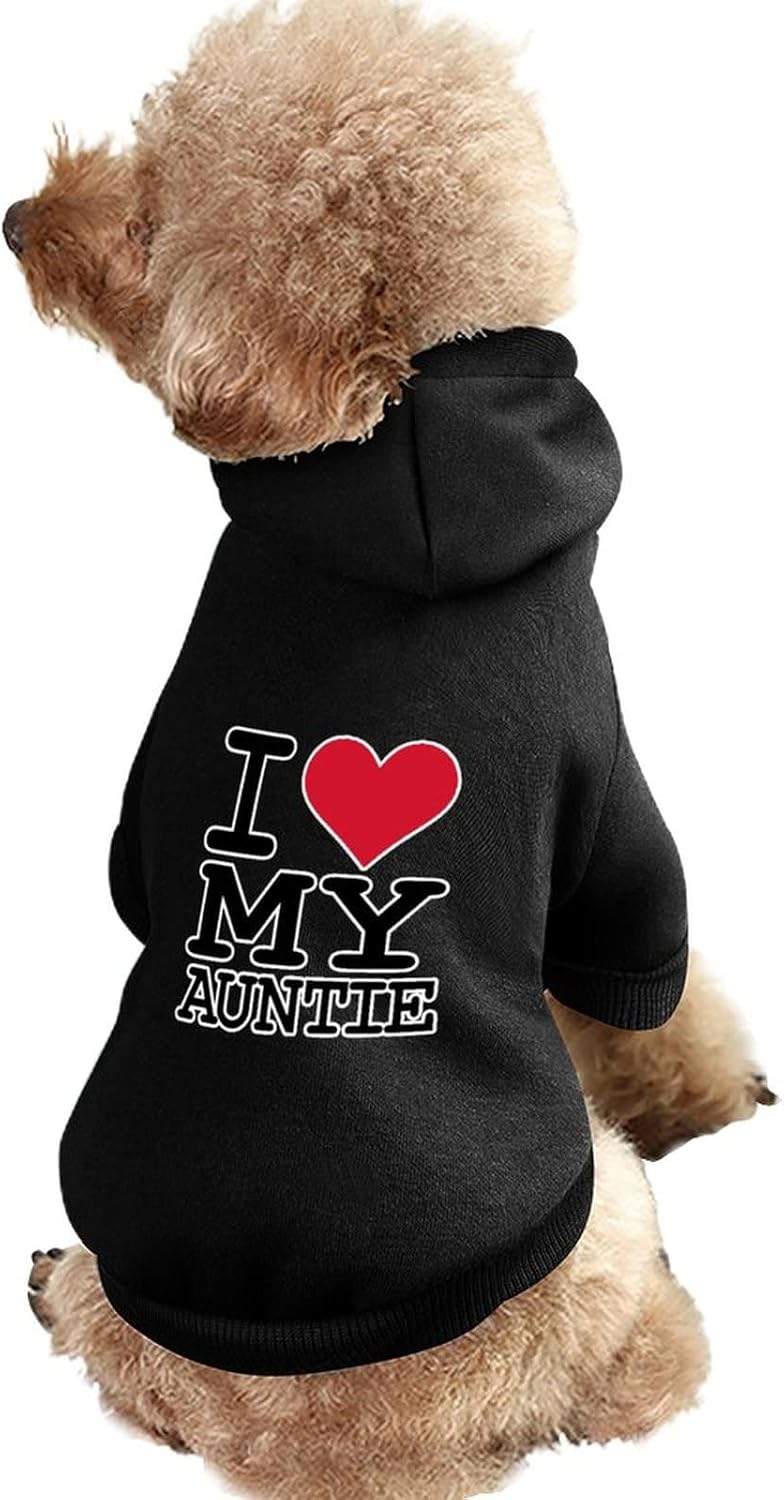 I Love My Auntie Dog Hoodie with Hat for Small Pets