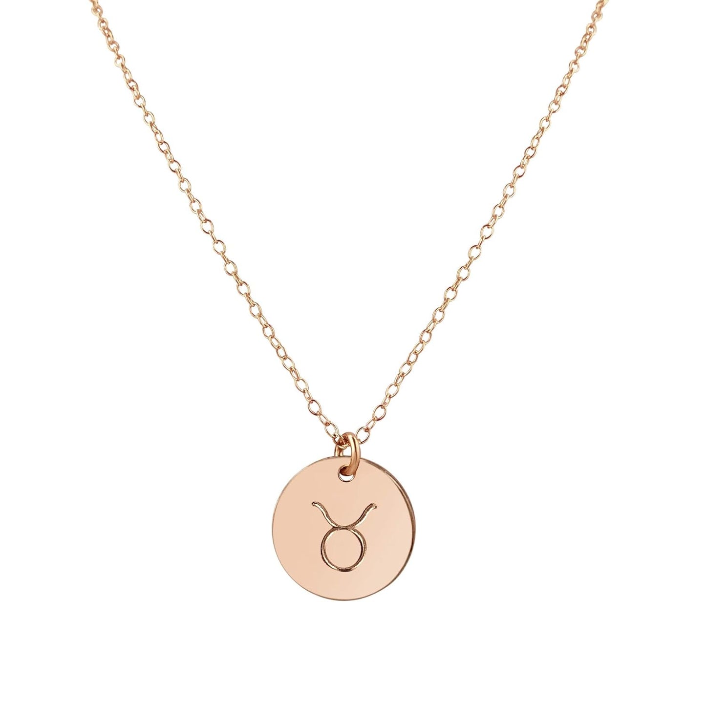 Handmade Rose Gold Taurus Zodiac Charm Necklace for Women