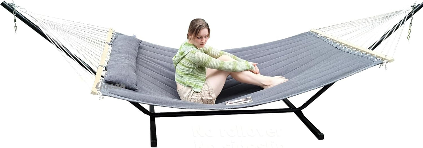 Quilted Fabric Double Hammock for Safer and Sturdier Relaxation