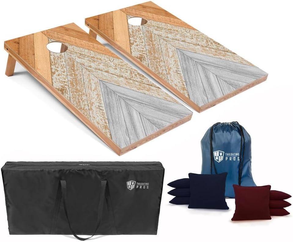 Tailgating Pros Cornhole Boards Set with 8 Bean Bags & Tote