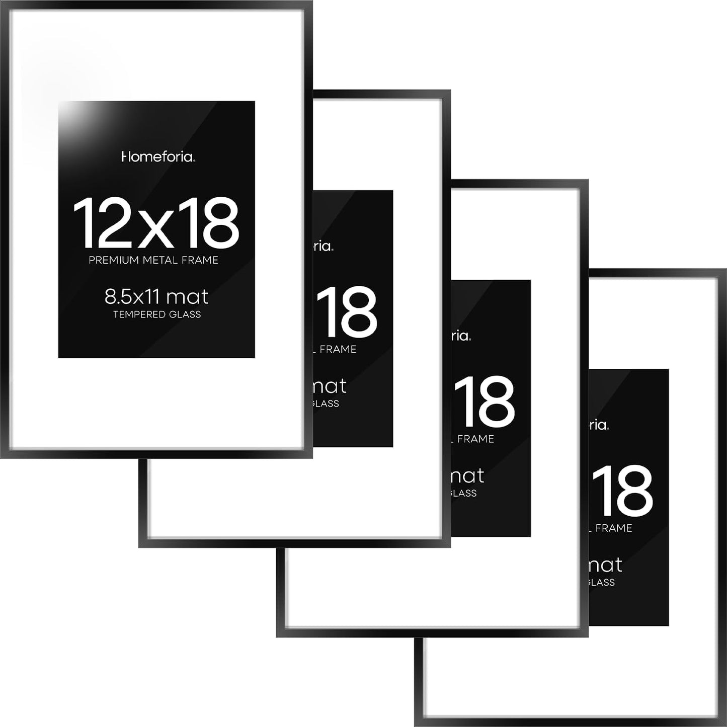 High-End 12x18 Black Picture Frame Set of 4 for Modern Decor
