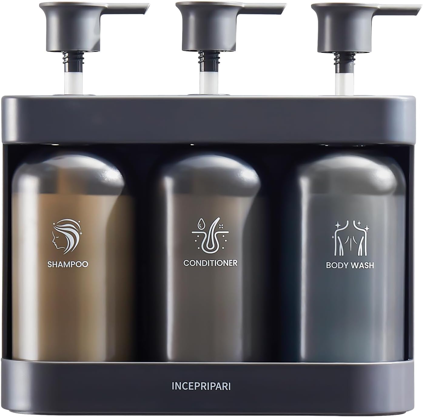 3-Chamber Shower Dispenser - No Drill, Space-Saving