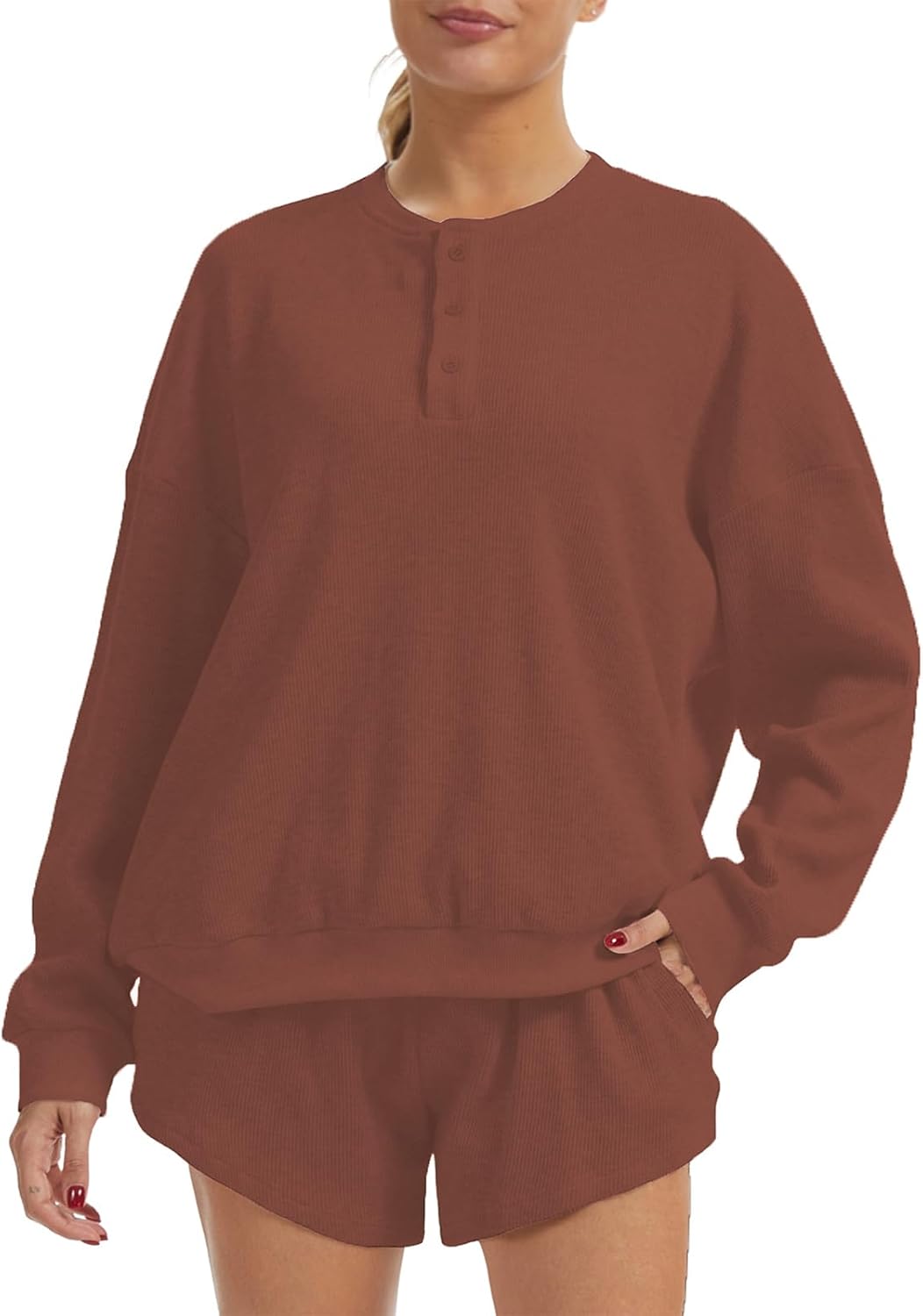 Stylish Women's Oversized Waffle Knit Lounge Set for Comfort