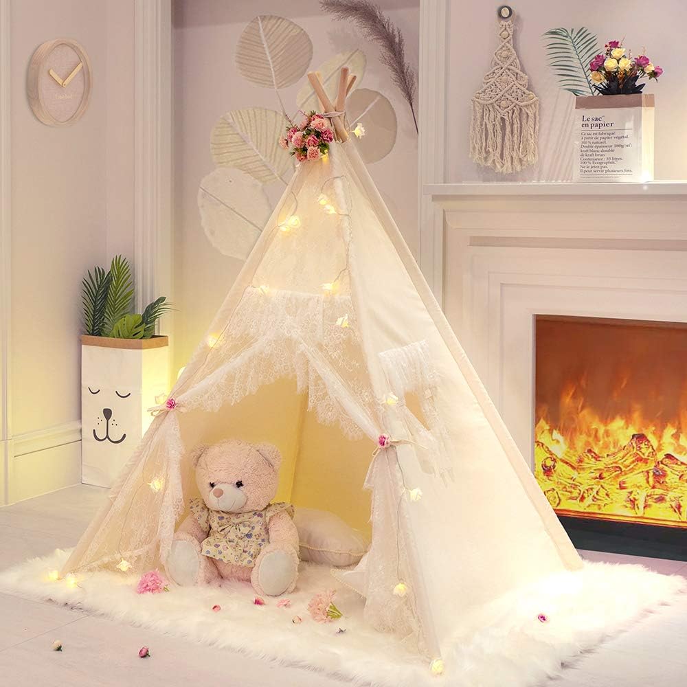 Ivory Lace Teepee: Dream Play Tent for Girls