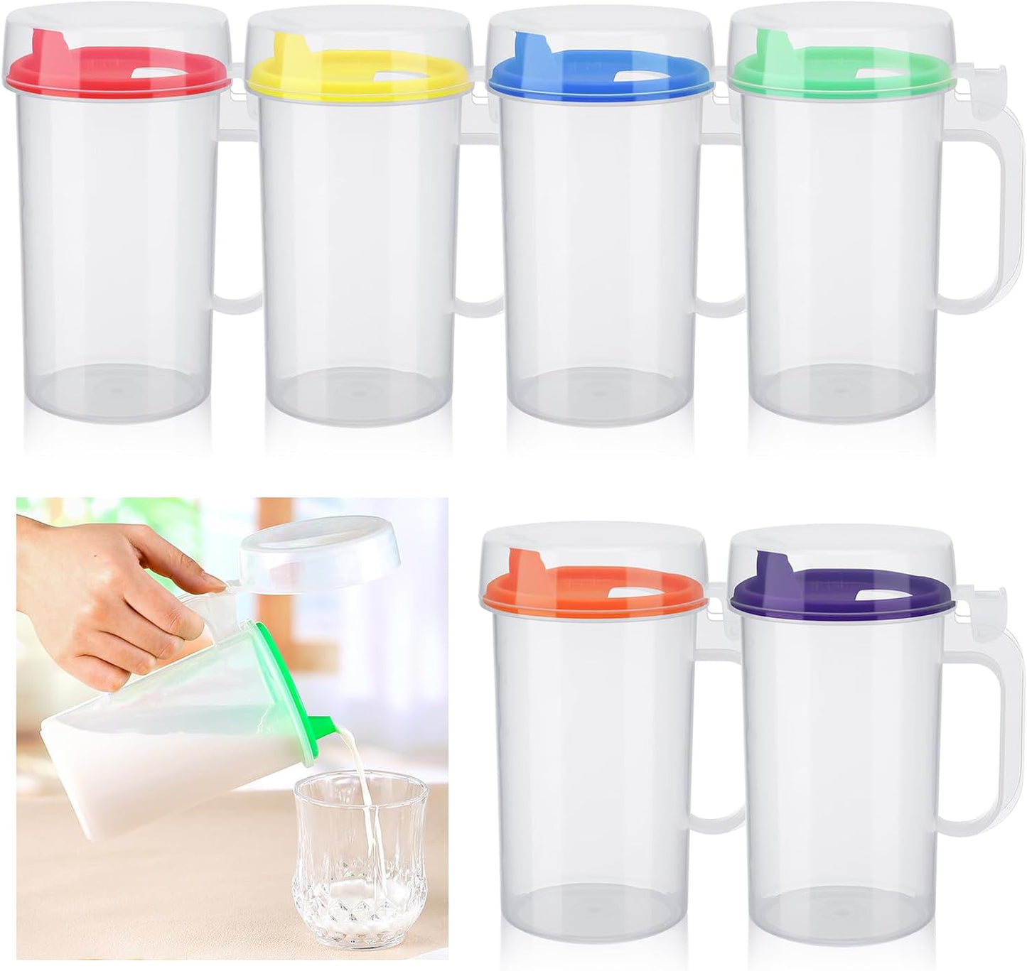 Newtay 6 Pack Easy Pouring Mini Pitchers for Kids Learning