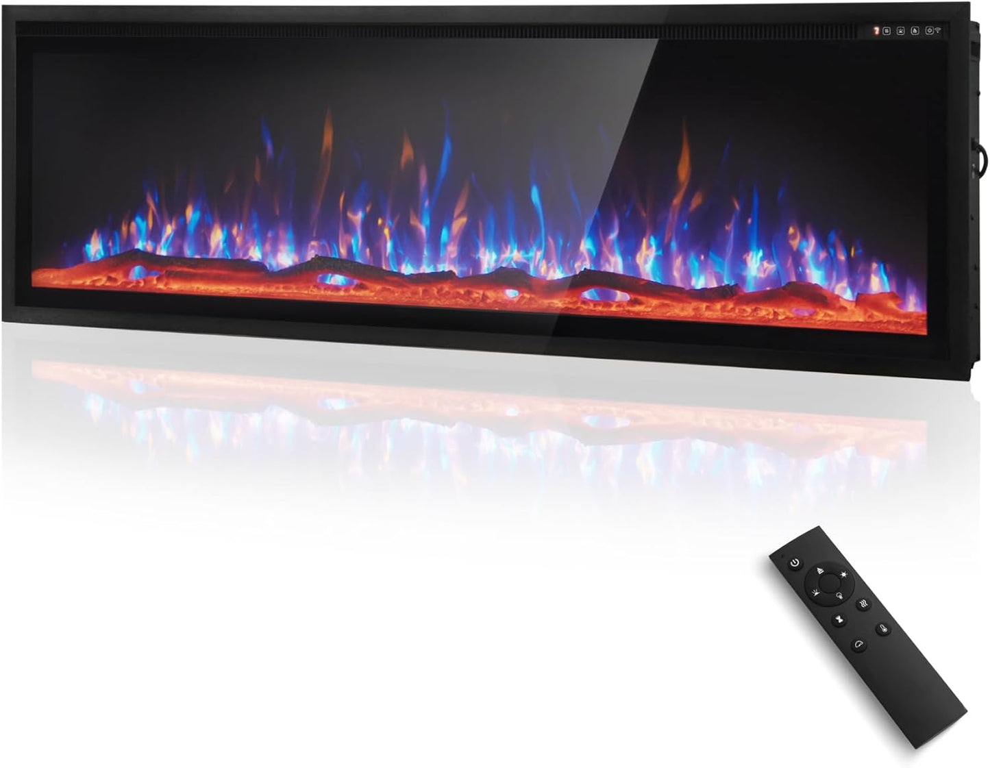 Maison Arts Electric Fireplace: Remote Controlled Multicolor Flames
