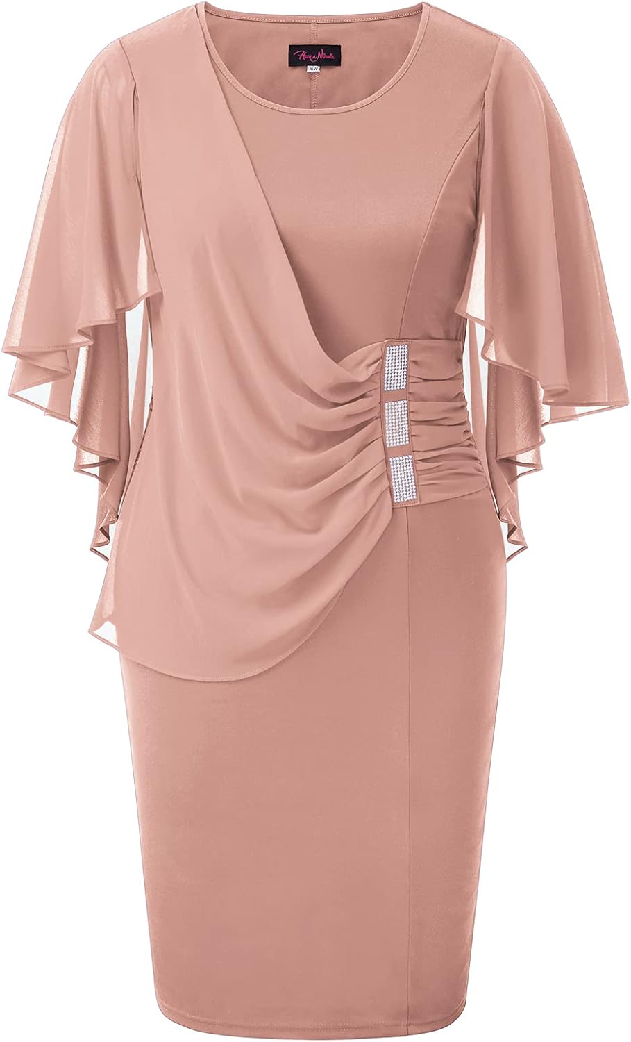 Hanna Nikole Plus Size Chiffon Ruffle Bodycon Dress for Curves