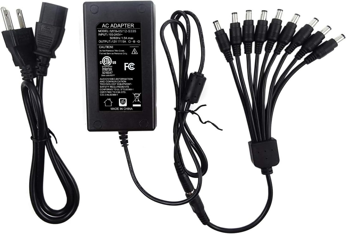 TIGERSECU 9-Way Power Adapter for Multi-Camera Systems