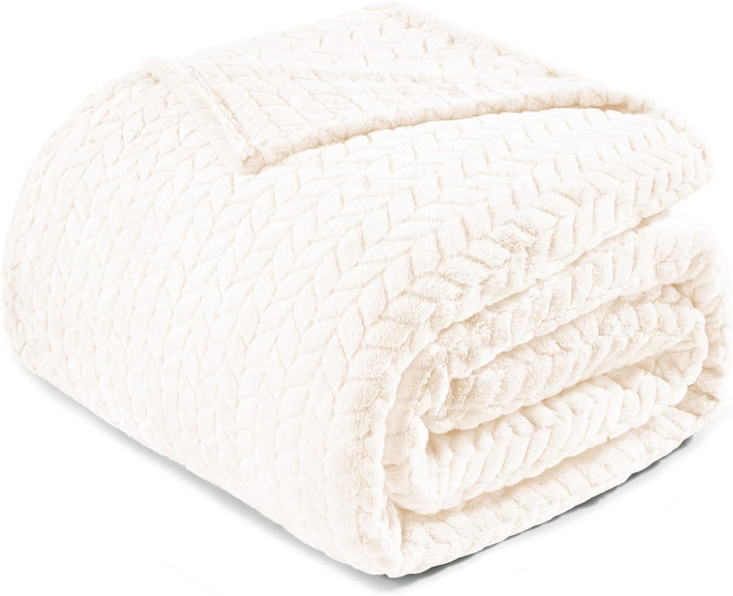 Exclusivo Mezcla Ivory Fleece King Size Blanket for Cozy Warmth