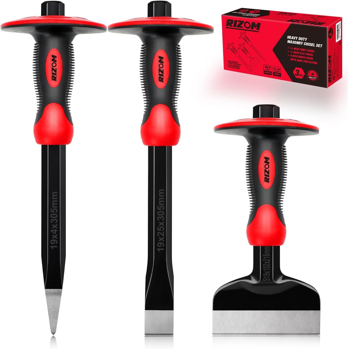 Rizom Chisel Set with Hand Protection for Heavy Duty Masonry