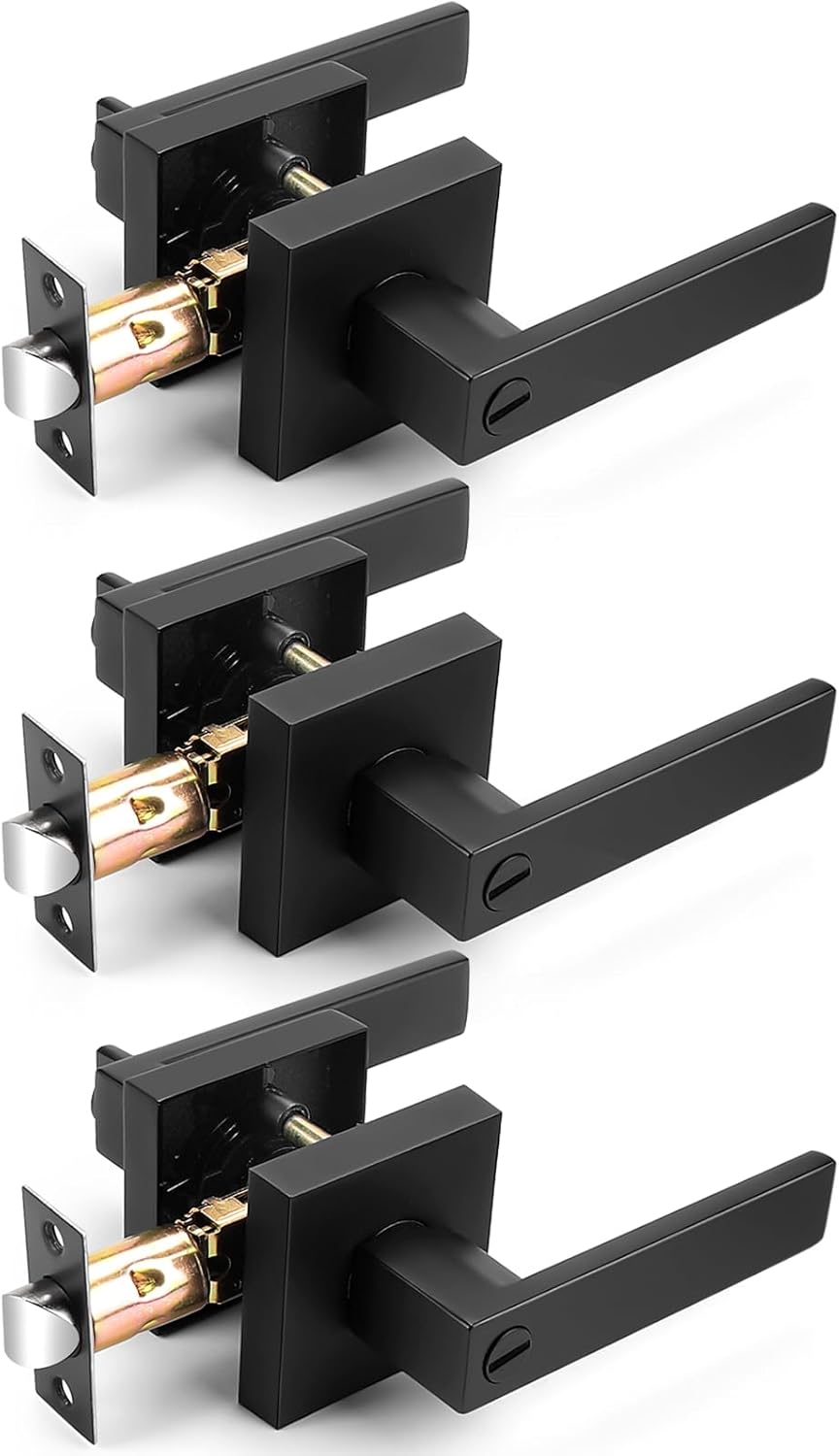 Probrico Interior Black Door Handle Set for Modern Privacy Needs