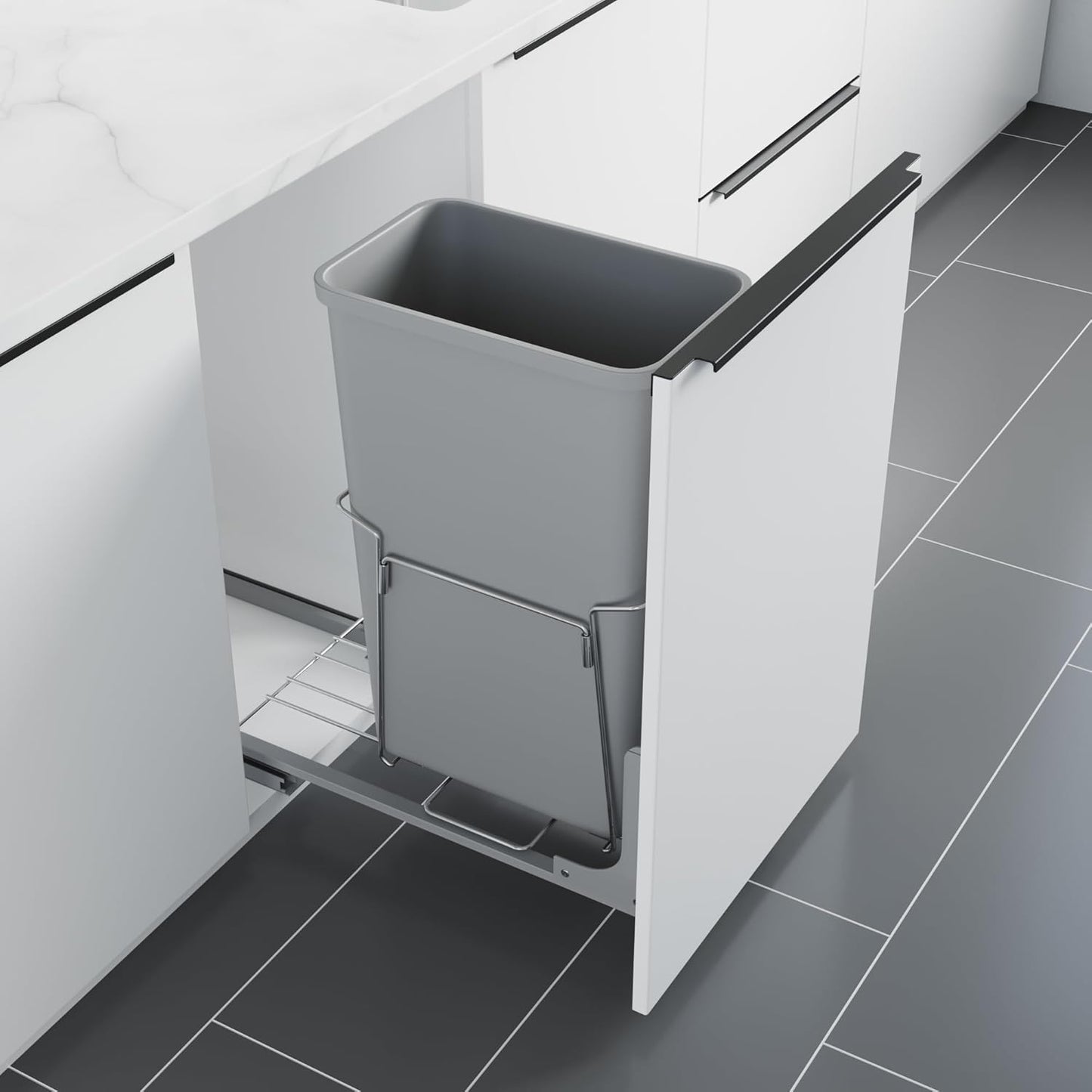Dowell B15 Aluminum Base Wastebasket Pullout for Kitchen Use