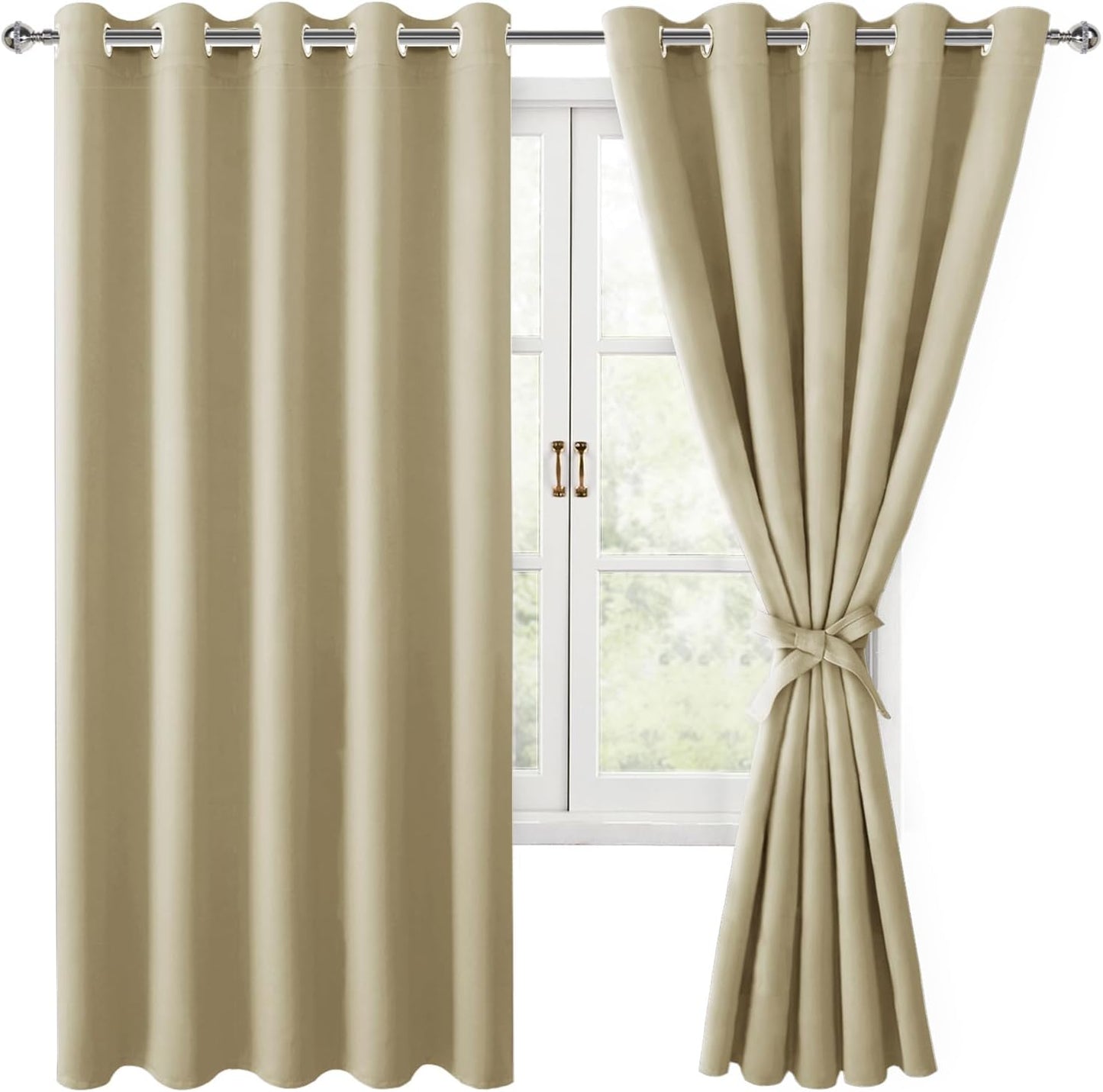 Light Blocking Blackout Curtains for Bedroom 60 W x 63 L in