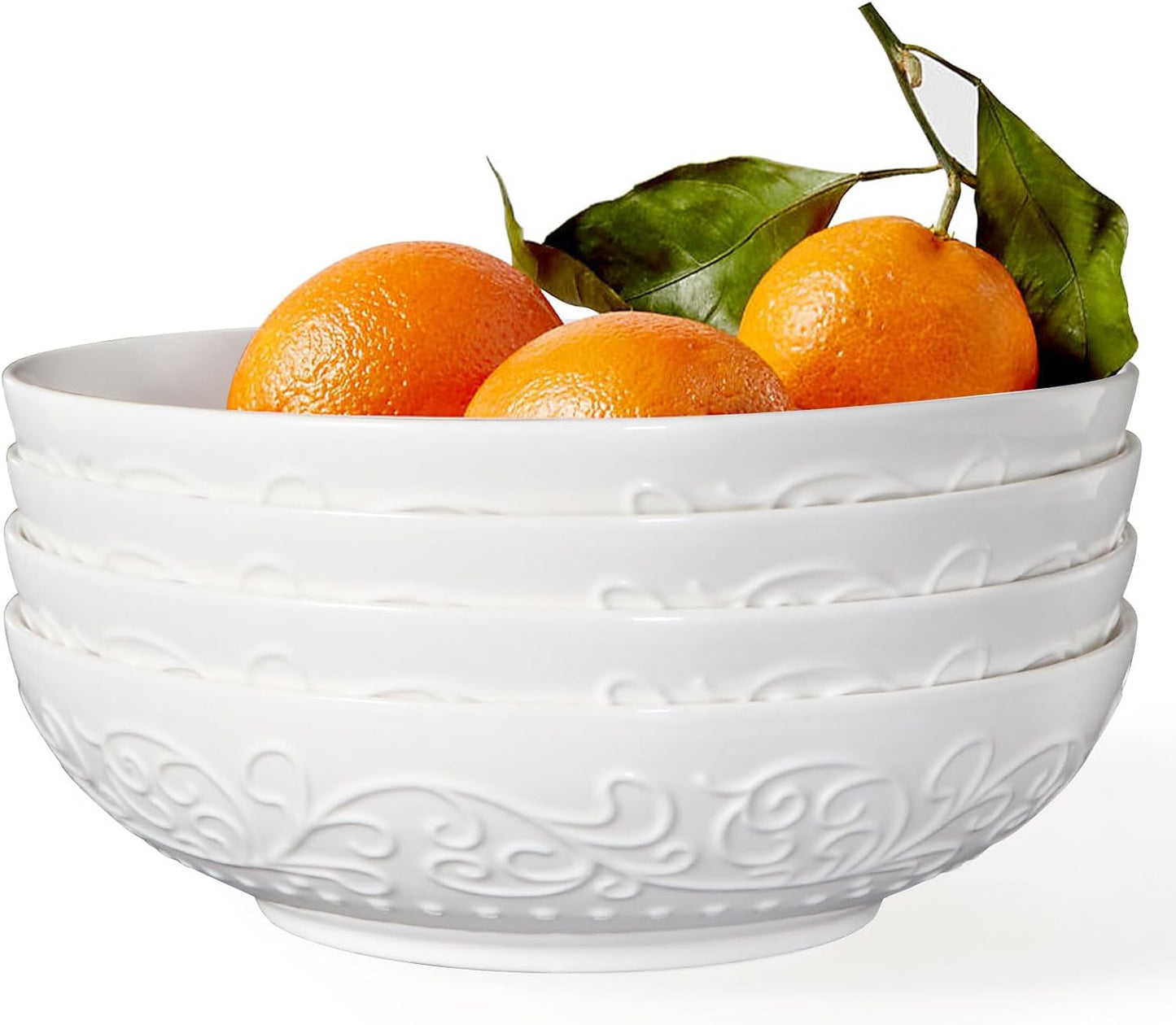Artena Pasta Bowls Set of 4 - Large 32oz Ceramic Bowls