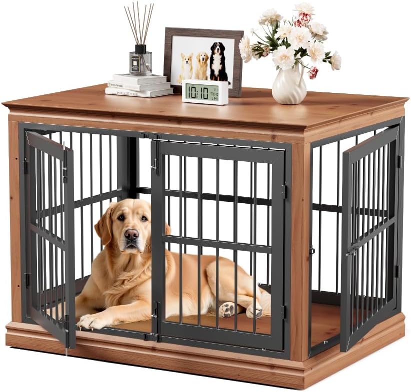 42 in Solid Wood Dog Crate Furniture for Large and Medium Dogs
