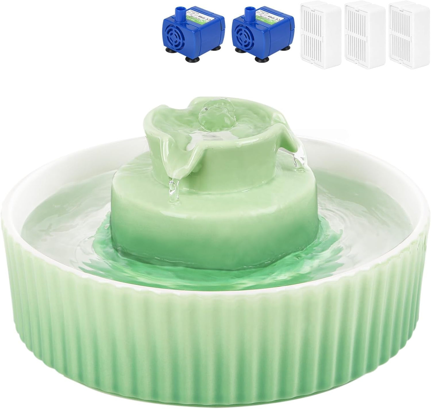 Ceramic Cat Water Fountain with 2.1L Capacity for Pets