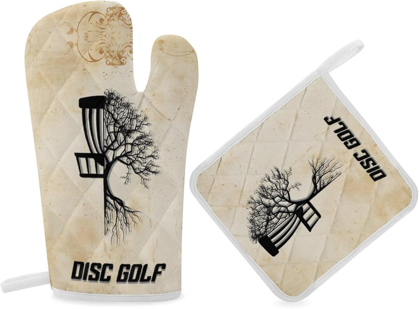 Tree of Life Retro Oven Mitt Set - Heat Resistant & Waterproof