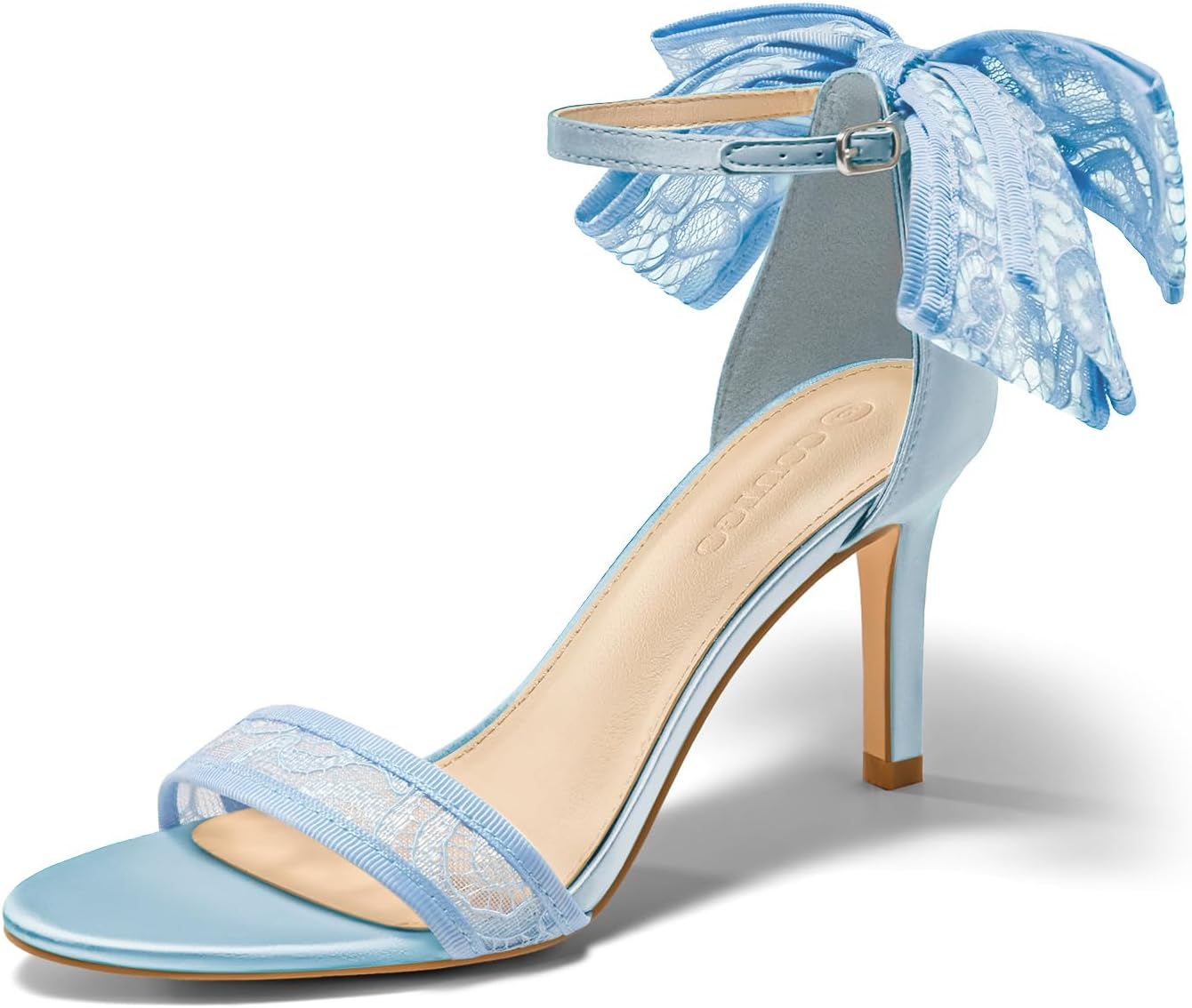 Coutgo Womens High Heels Sandals with Lace Bow Tie Design
